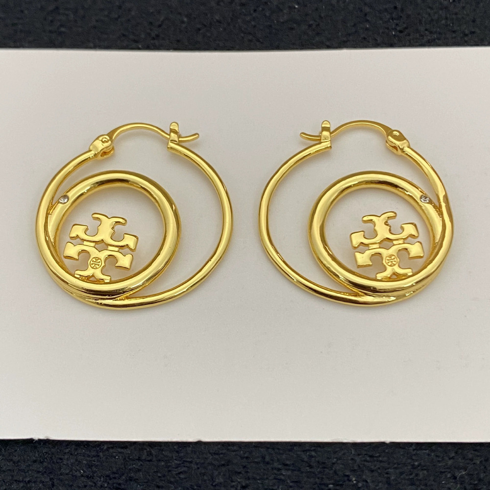 Tory Burch Letter Inlaid Hollow Out Earrings